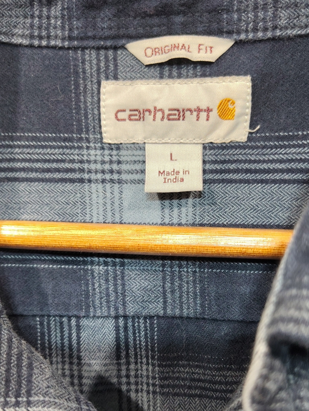Carhartt Plaid Button Up Flannel Shirt Blue Size Large - Picture 3 of 7